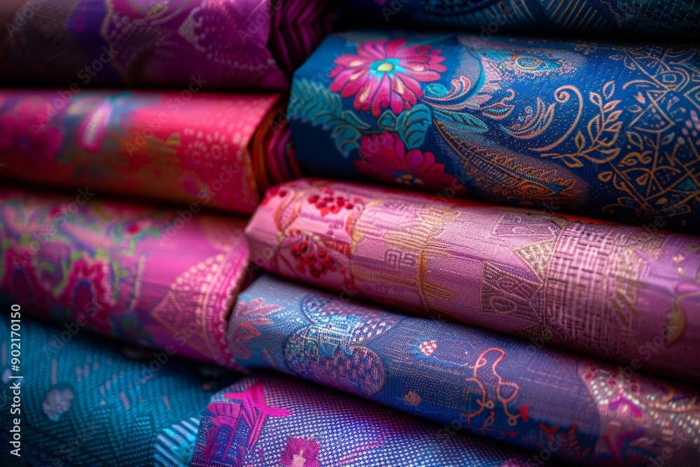Vibrant Floral Patterned Fabric Rolls Vibrant Floral Patterned Fabric Rolls