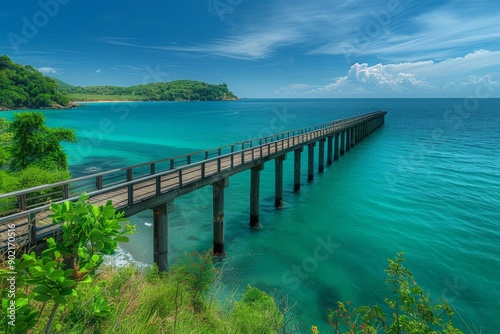 Wallpaper Mural Scenic Ocean View with Pier and Clouds Torontodigital.ca