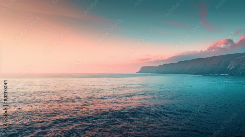 Fototapeta premium Serene Sunset Over Coastal Vista