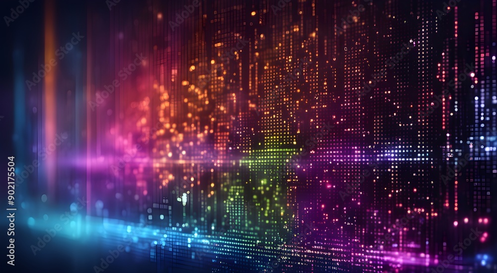 Obraz premium A colorful, abstract image with many dots and lines