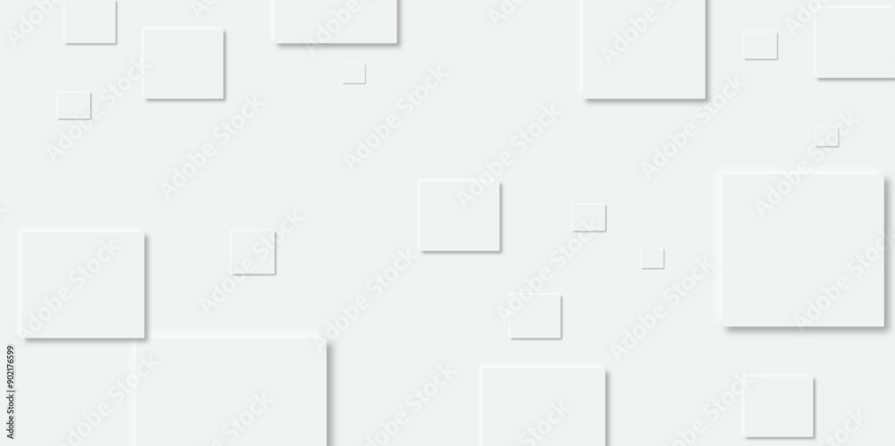 Abstract background with grey tone of many square and rectangles shapes on white background with decorative elements in Neomorphs style with copy space. You can use for add, poster, design artwork. Abstract background with grey tone of many square and rectangles shapes on white background with decorative elements in Neomorphs style with copy space. You can use for add, poster, design artwork.
