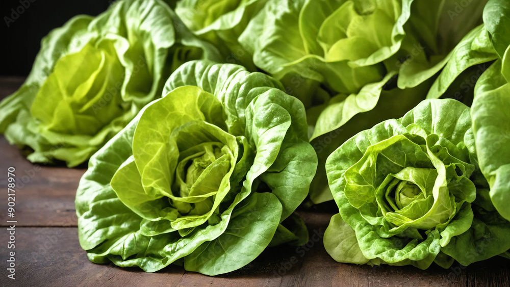 Butterhead lettuce background, 16:9, 300 dpi, with space for text Butterhead lettuce background, 16:9, 300 dpi, with space for text