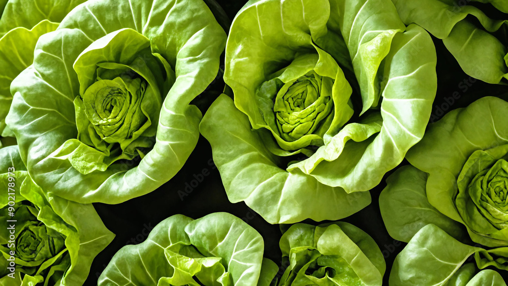 Butterhead lettuce background, 16:9, 300 dpi, with space for text Butterhead lettuce background, 16:9, 300 dpi, with space for text