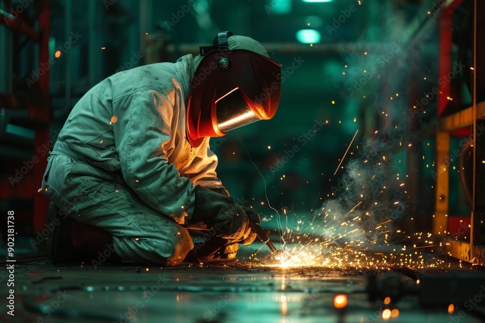 Welder's Sparks in Industrial Setting Welder's Sparks in Industrial Setting