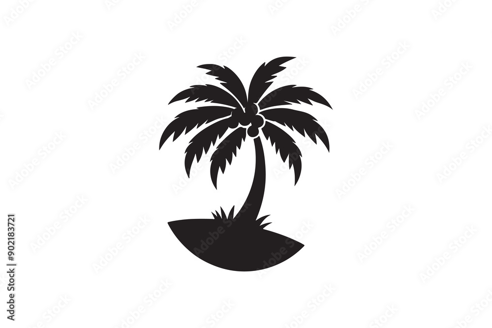 Obraz premium create a coconat tree logo silhouette vector with white background