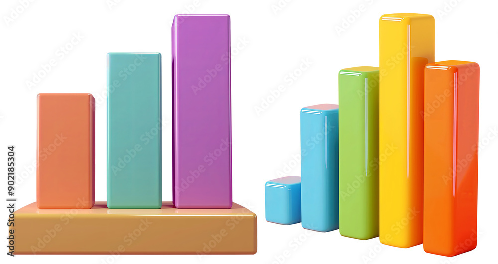 set of cute colorful bar graph. 3D cartoon animation style. set of cute colorful bar graph. 3D cartoon animation style.