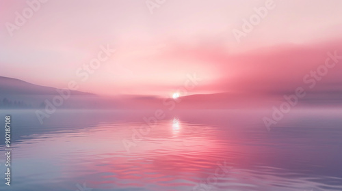 Calm Sunrise Over Misty Lake photo