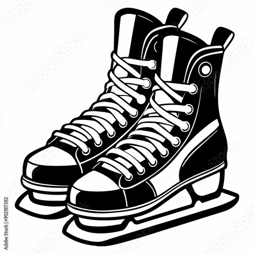 Ice Hockey skate silhouette, Sports club item or symbol, skate shoe icon logo illustration.