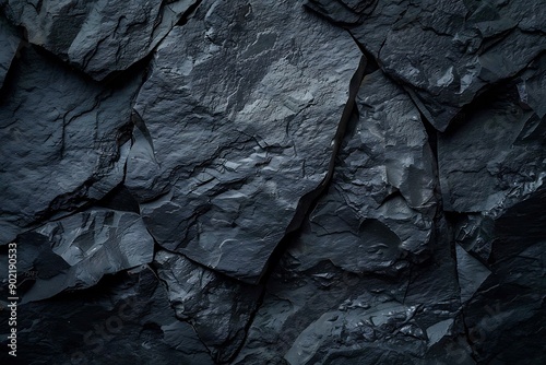 Black dark textured rock surface, natural patterns background.