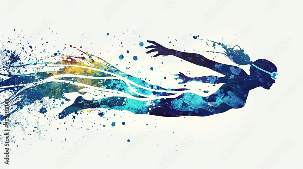 swimming sport woman, vector illustration with white background swimming sport woman, vector illustration with white background