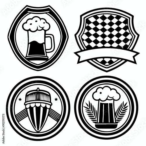 Set of Oktoberfest food and symbols Festival Elements silhouette with Beer fest round badges, oktoberfest festival vector design elements.
