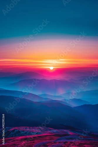 Sunset Over Mountains: A Colorful Sky