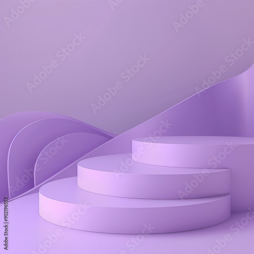 Purple Podium with Abstract Curves