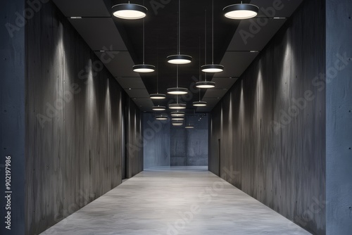 Modern Industrial Hallway with Recessed Lighting photo