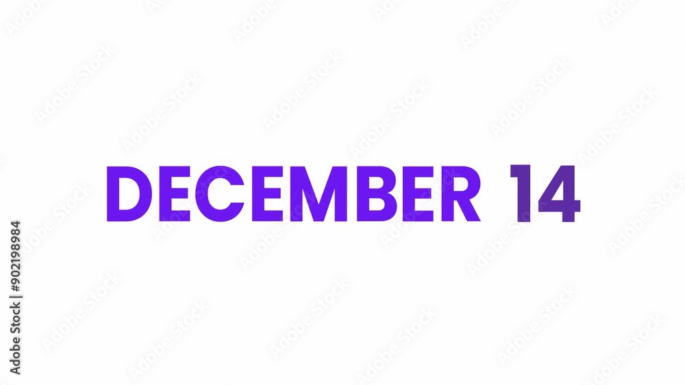 14th December calendar icon animation. Alpha matte with transparent background 4K resolution. 14th December calendar icon animation. Alpha matte with transparent background 4K resolution.