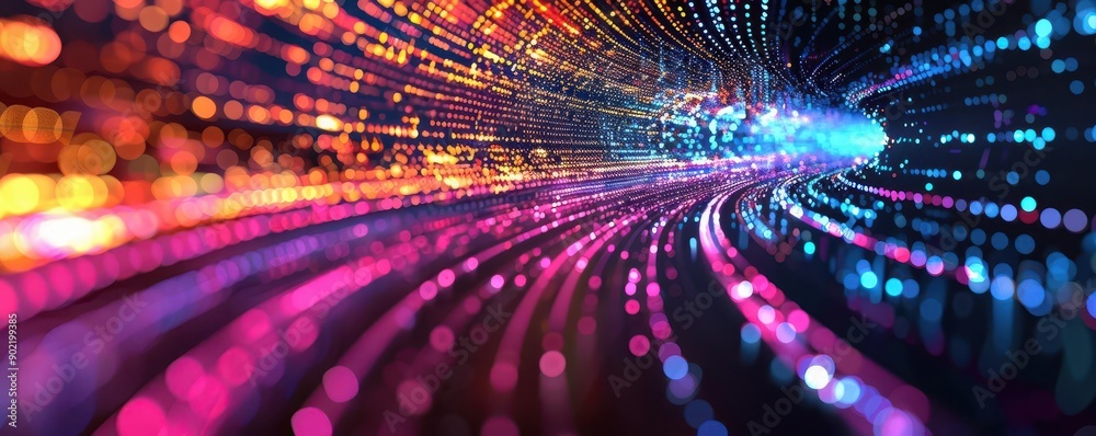 API data flow visualized as colorful streams in a virtual space, Technology, Dynamic data illustration API data flow visualized as colorful streams in a virtual space, Technology, Dynamic data illustration