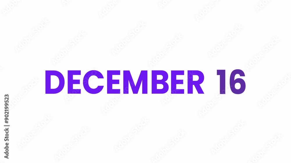 16th December calendar icon animation. Alpha matte with transparent background 4K resolution. 16th December calendar icon animation. Alpha matte with transparent background 4K resolution.