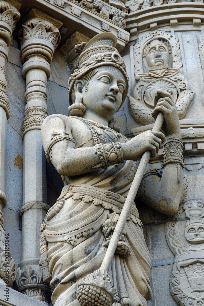 Ancient Statue of a Woman Holding a Stick Ancient Statue of a Woman Holding a Stick