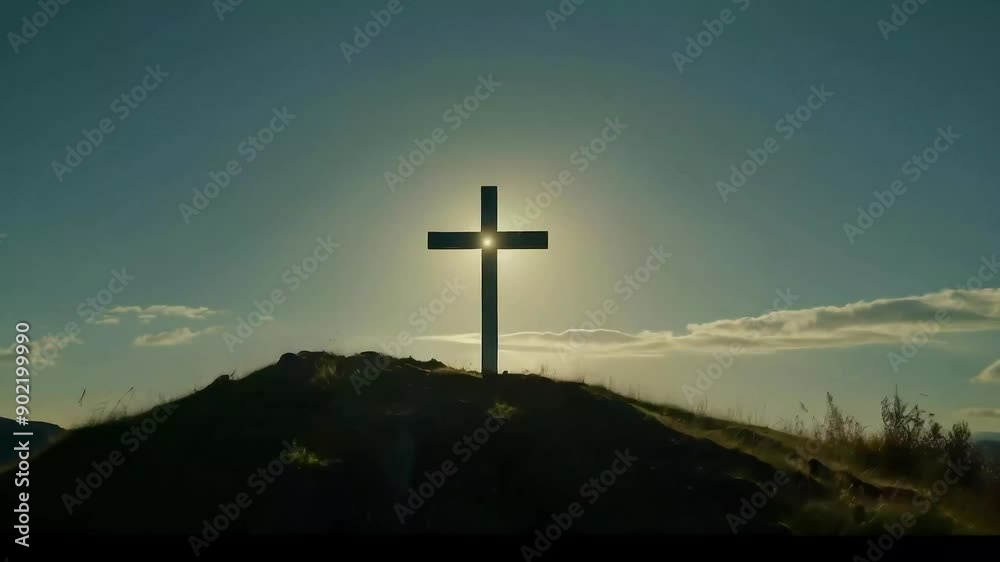 Silhouette of a Cross at Sunset Silhouette of a Cross at Sunset