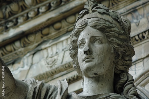 Statue of a Dignified Figure in a Grand Architectural Setting