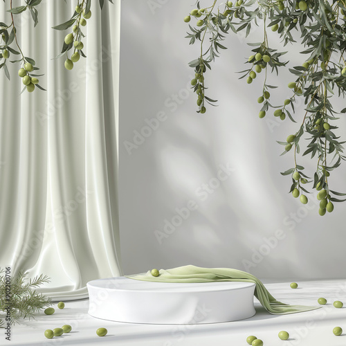 Elegant Podium with Olive Green Color and Olive Branches