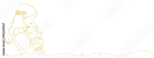 vector outline design, mother and child for mother's day, eps 4