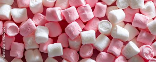 Heap of pink and white marshmallows