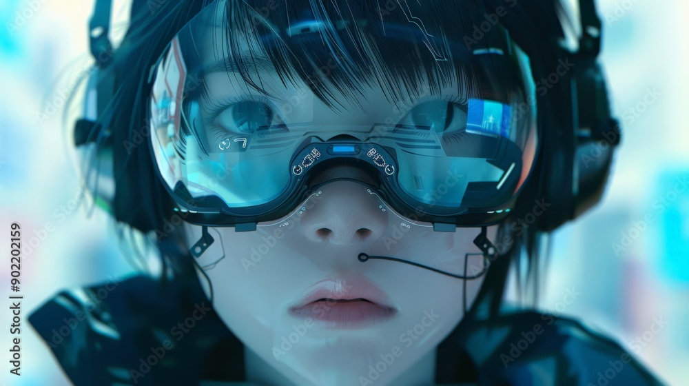 Futuristic Cyberpunk Goggles: A Teenager's VR Adventure Futuristic Cyberpunk Goggles: A Teenager's VR Adventure
