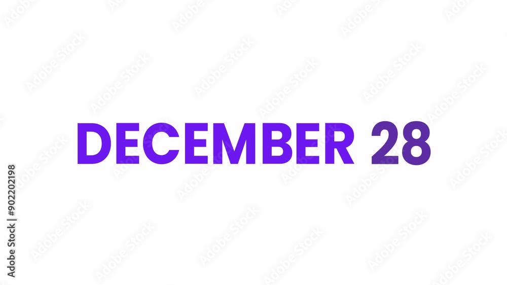 28th December calendar icon animation. Alpha matte with transparent background 4K resolution. 28th December calendar icon animation. Alpha matte with transparent background 4K resolution.