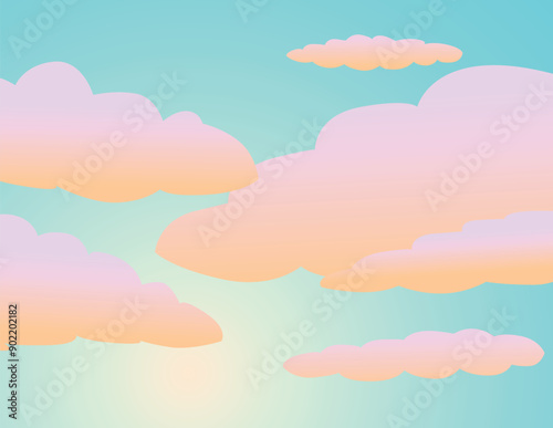 Abstract pastel colored cloudscape showing a beautiful sunset