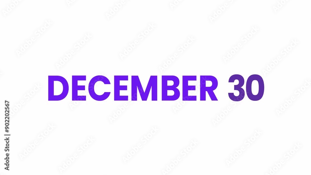 30th December calendar icon animation. Alpha matte with transparent background 4K resolution. 30th December calendar icon animation. Alpha matte with transparent background 4K resolution.