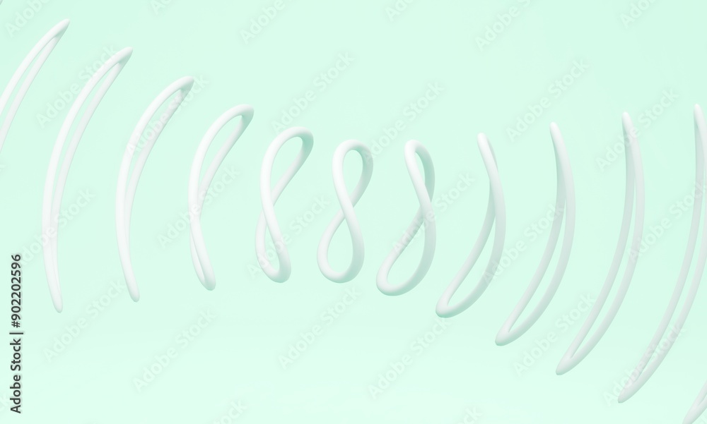 Obraz premium 3d swirl circle colored cyan white isolated on cyan white background