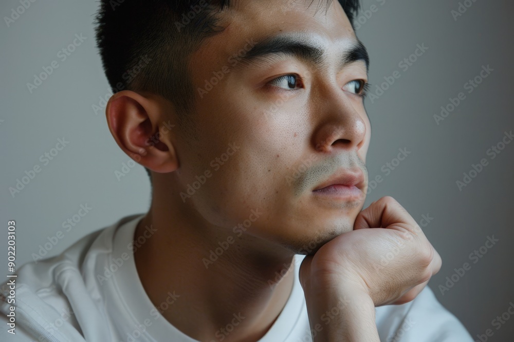 Thoughtful Asian Man Pondering Thoughtful Asian Man Pondering