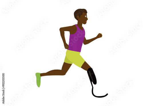 義足を使って走っている障がい者のランナーのイラストです。