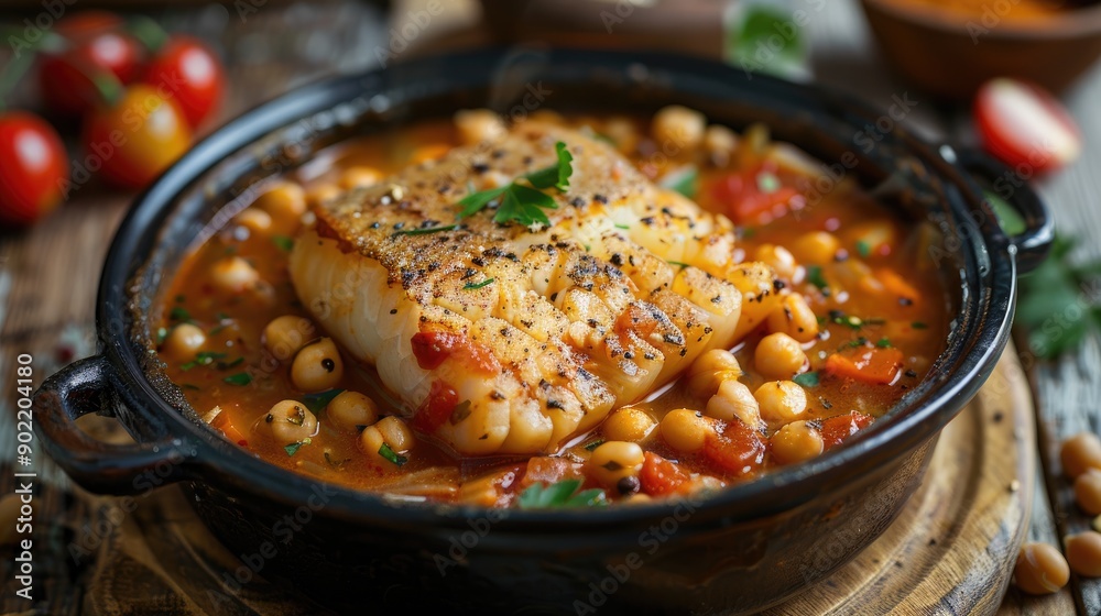Spanish Traditional Cod and Chickpea Stew Typically Consumed During Lent and Easter Week Potaje de Vigilia Spanish Traditional Cod and Chickpea Stew Typically Consumed During Lent and Easter Week Potaje de Vigilia