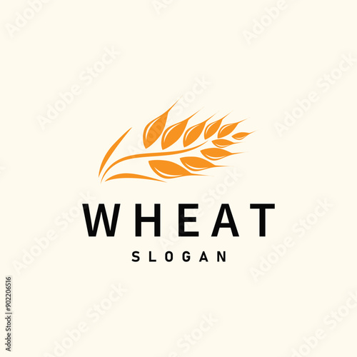 Organic Rice Wheat Logo Agriculture Crop Bread Material Design Design Retro Vintage