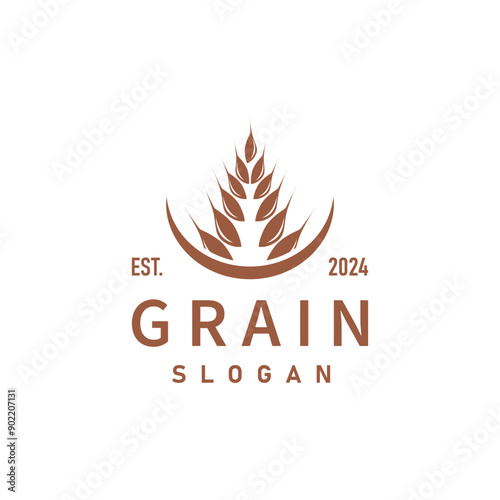 Organic Rice Wheat Logo Agriculture Crop Bread Material Design Design Retro Vintage