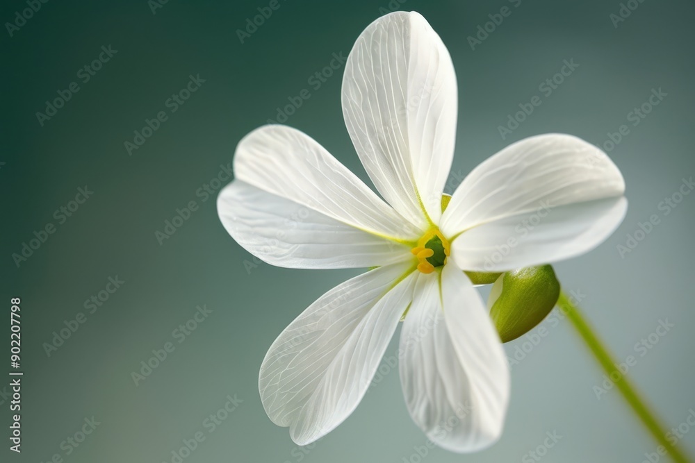 Fototapeta premium White Flower in Blurred Green Background