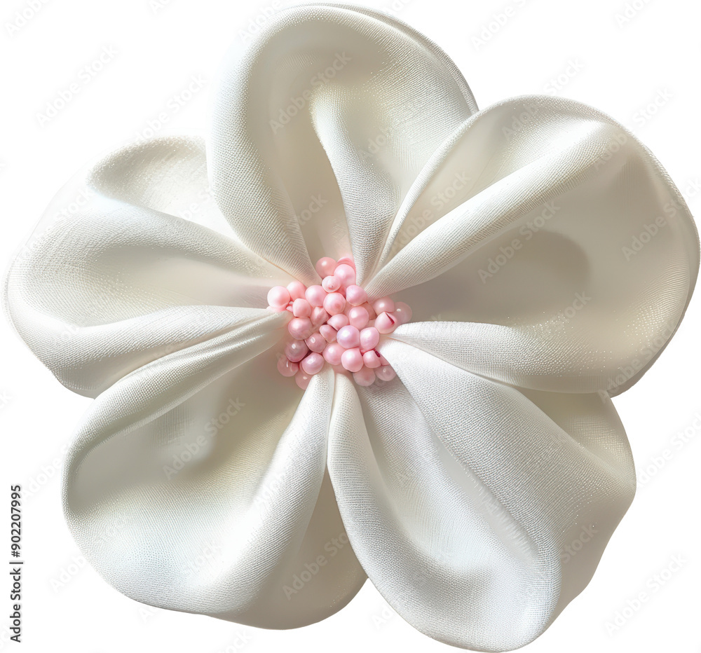 White flower with pink beads White flower with pink beads