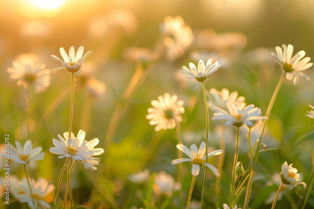 Vibrant Field of White Flowers on a Sunny Day Vibrant Field of White Flowers on a Sunny Day