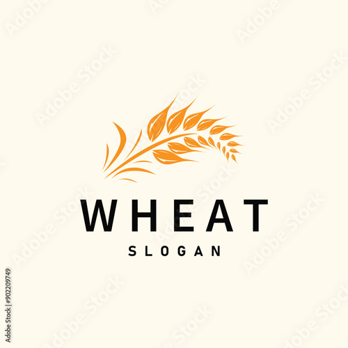 Organic Rice Wheat Logo Agriculture Crop Bread Material Design Design Retro Vintage