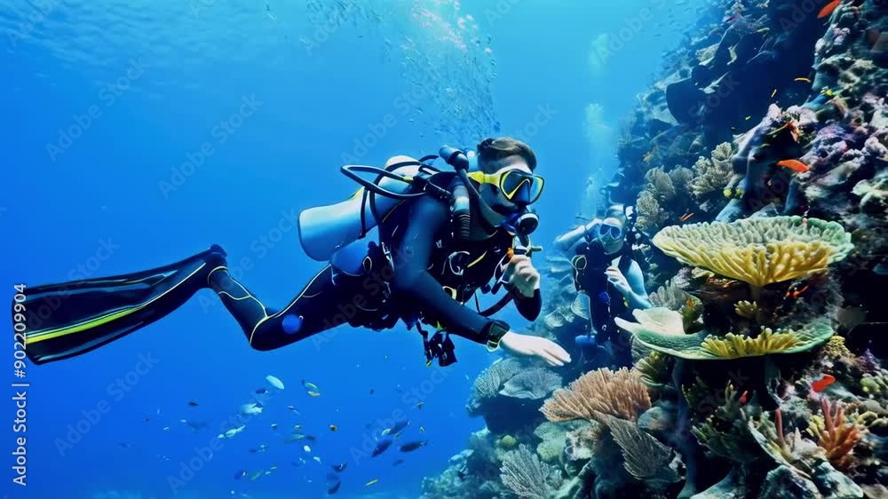 someone is diving at the bottom of the sea someone is diving at the bottom of the sea