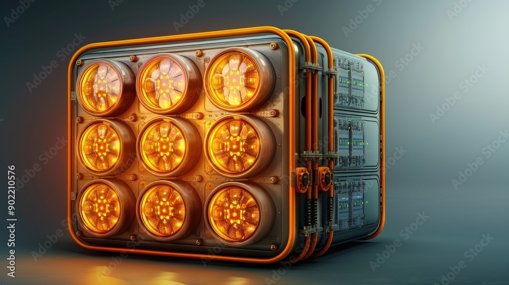 Stylish orange illuminated control panel with illuminated buttons and a modern design, perfect for tech-inspired visuals. Stylish orange illuminated control panel with illuminated buttons and a modern design, perfect for tech-inspired visuals.