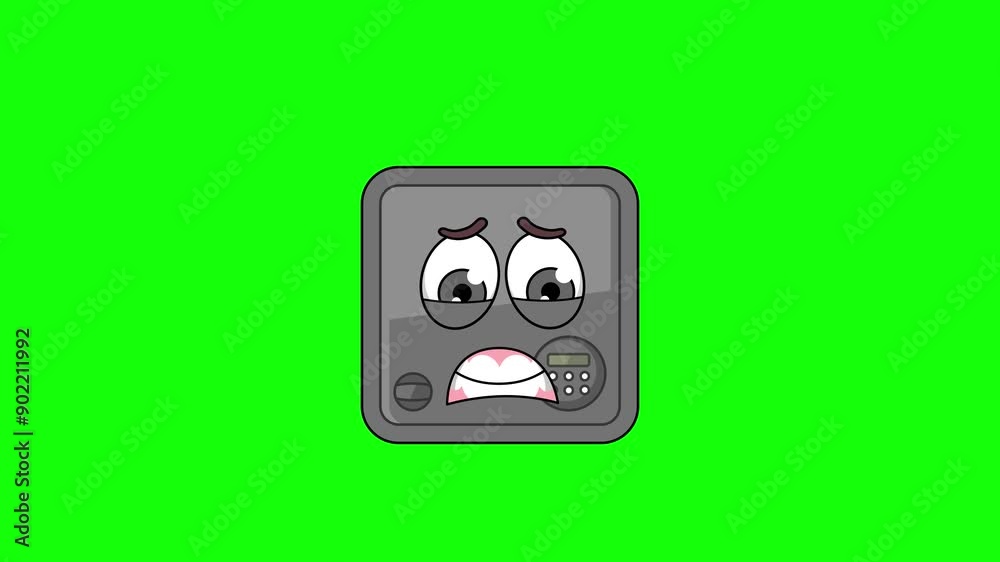 safe box cartoon with a face screaming in fear, emoji emoticon animation safe box cartoon with a face screaming in fear, emoji emoticon animation