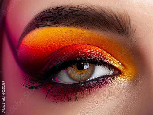 Glamorous Colourful Eyeshadow with Bold Winged Eyeliner