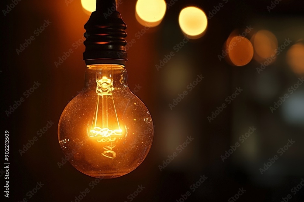 Glowing Edison Lightbulb in a Dark Room Glowing Edison Lightbulb in a Dark Room