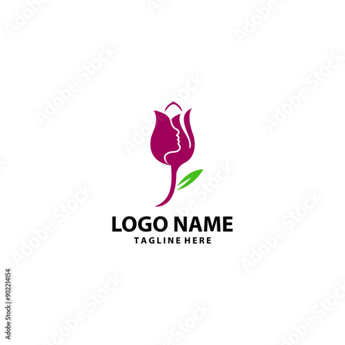 Female face and lily flower