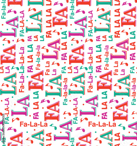 Seamless Pattern of Christmas ColorFul Falala Wordings- Christmas Vector Illustration