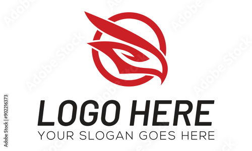 Red Color Abstract Bird Beak Logo Design