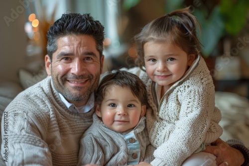 in the image a warm and intimate family moment is captured a man woman and two young children 